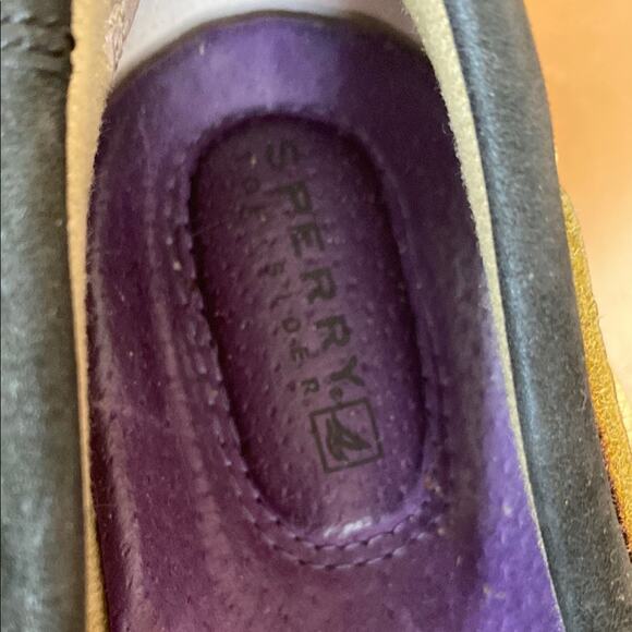 Sperry Black and Gold Boat Shoes Leather Laces - Picture 2 of 13